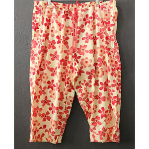 Women size 22/24 Floral Print Cotton Capri Pajama Lounge Drawstring Bottom